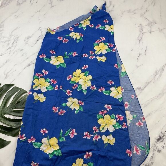 Kimos Polynesian Shop Womens Vintage Wrap Midi Dress Size S Blue Yellow Hawaiian - Picture 11 of 12